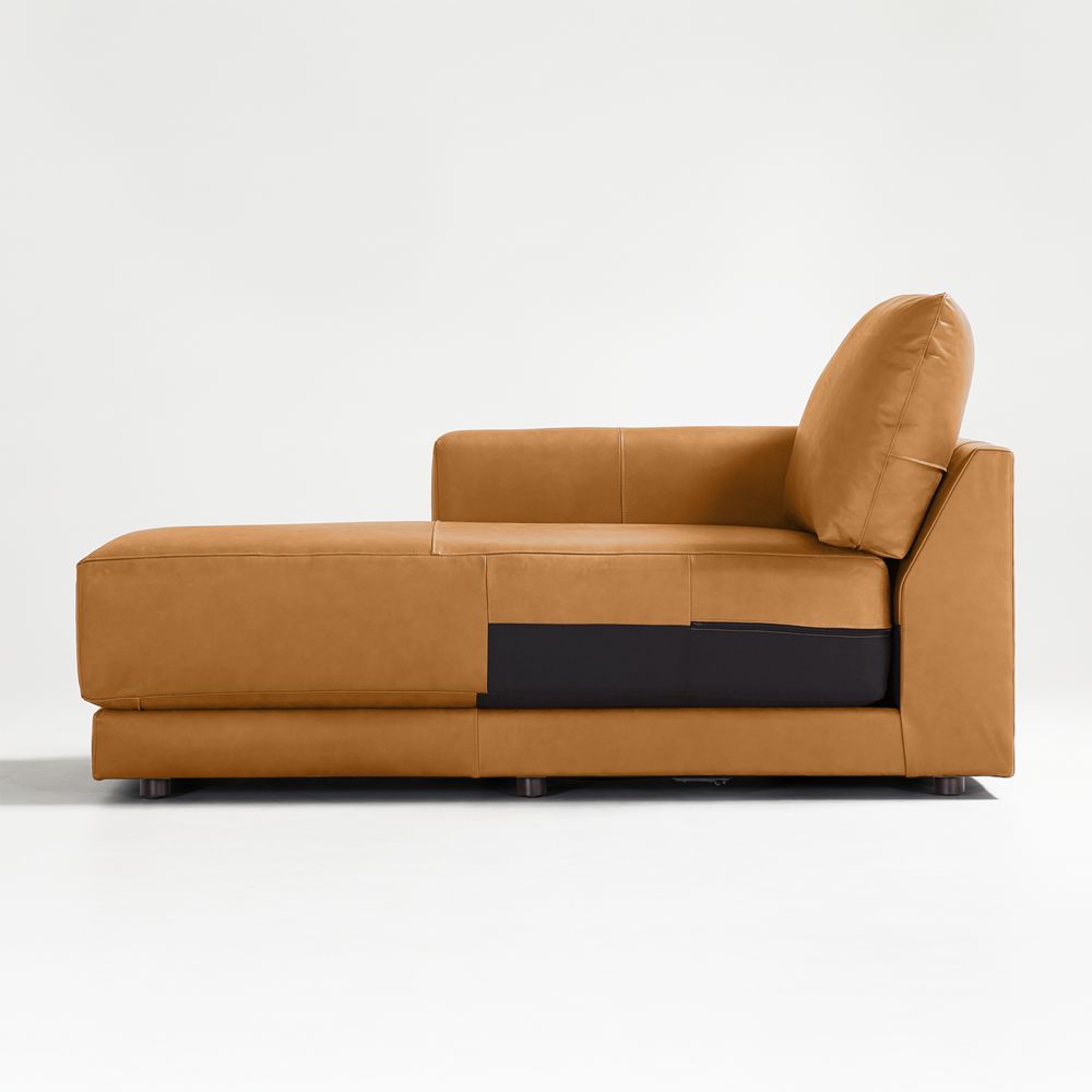 Gather Leather Left-Arm Chaise Lounge Sectional Piece