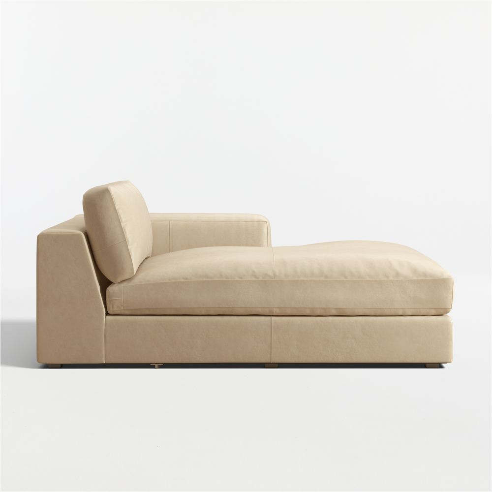 Oceanside Low Leather Right-Arm Chaise Lounge Sectional Piece