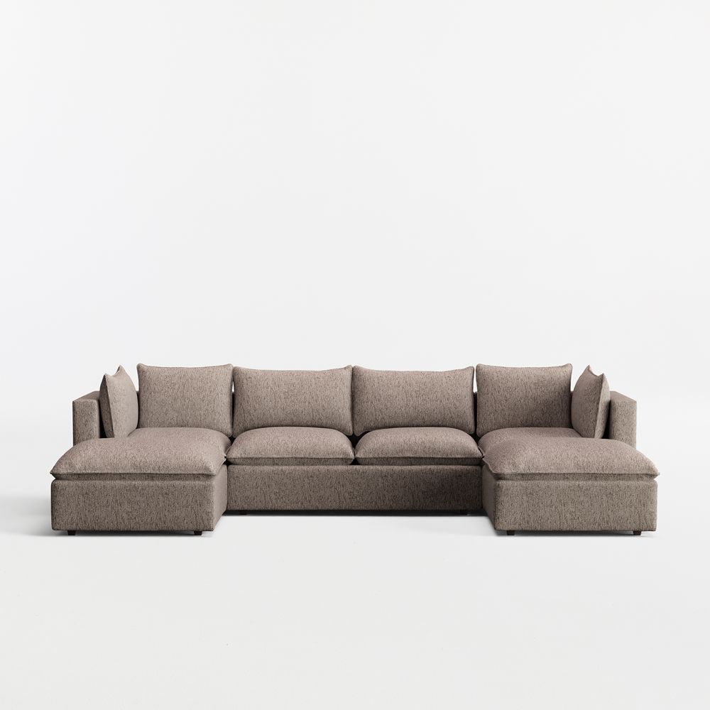 Lotus Modular 5-Piece U-Shaped Sectional Sofa with Double Ottoman