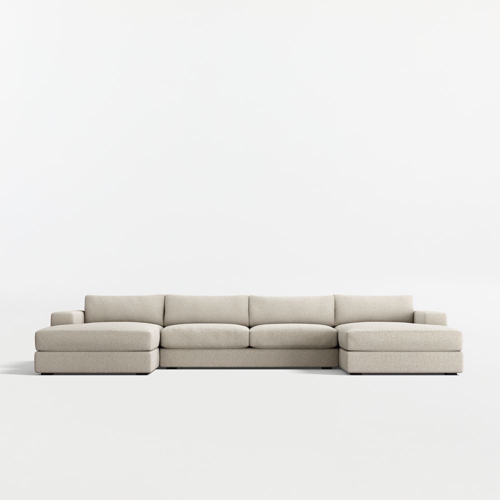Oceanside Low 3-Piece U-Shaped Sectional Sofa with Double Chaise Lounge