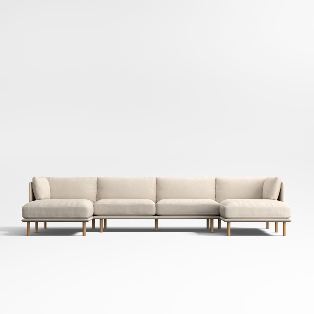 Wells 3-Piece U-Shaped Sectional Sofa with Double Chaise Lounge