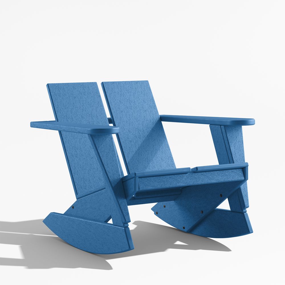 Paso Pacific Blue Outdoor Adirondack Rocking Chair by POLYWOOD