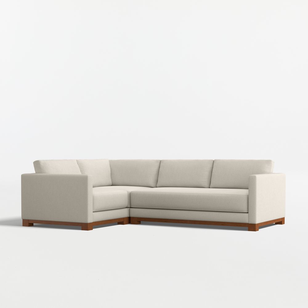 Gather Deep Wood Base 3-Piece L-Shaped Bench Sectional Sofa