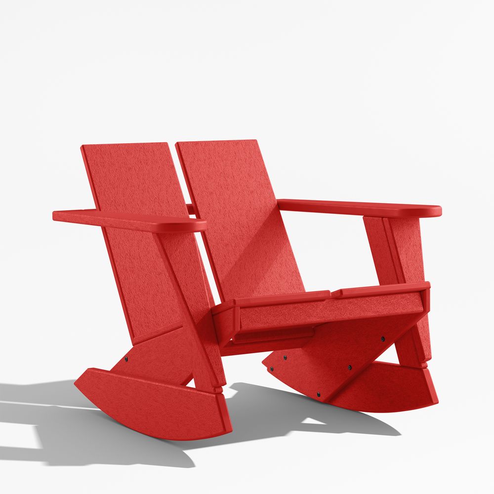 Paso Red Outdoor Adirondack Rocking Chair by POLYWOOD