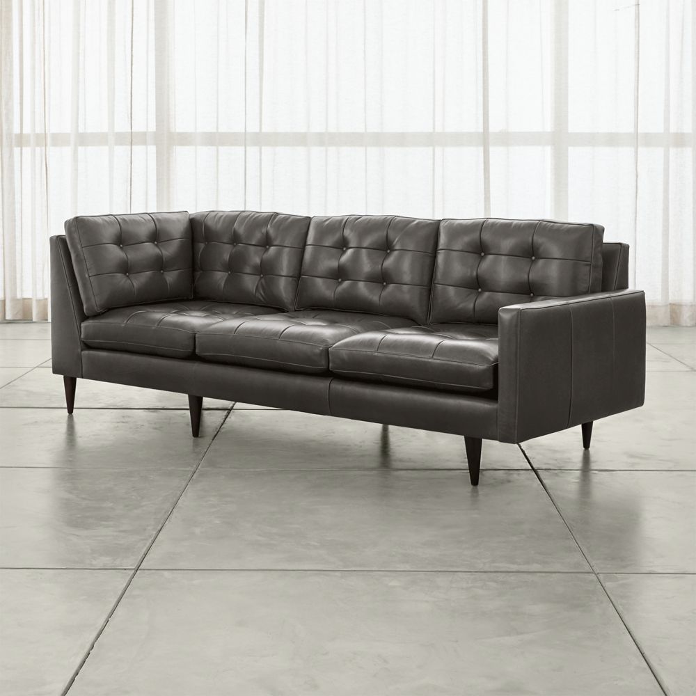 Petrie Leather Midcentury Right-Arm Corner Sofa Sectional Piece