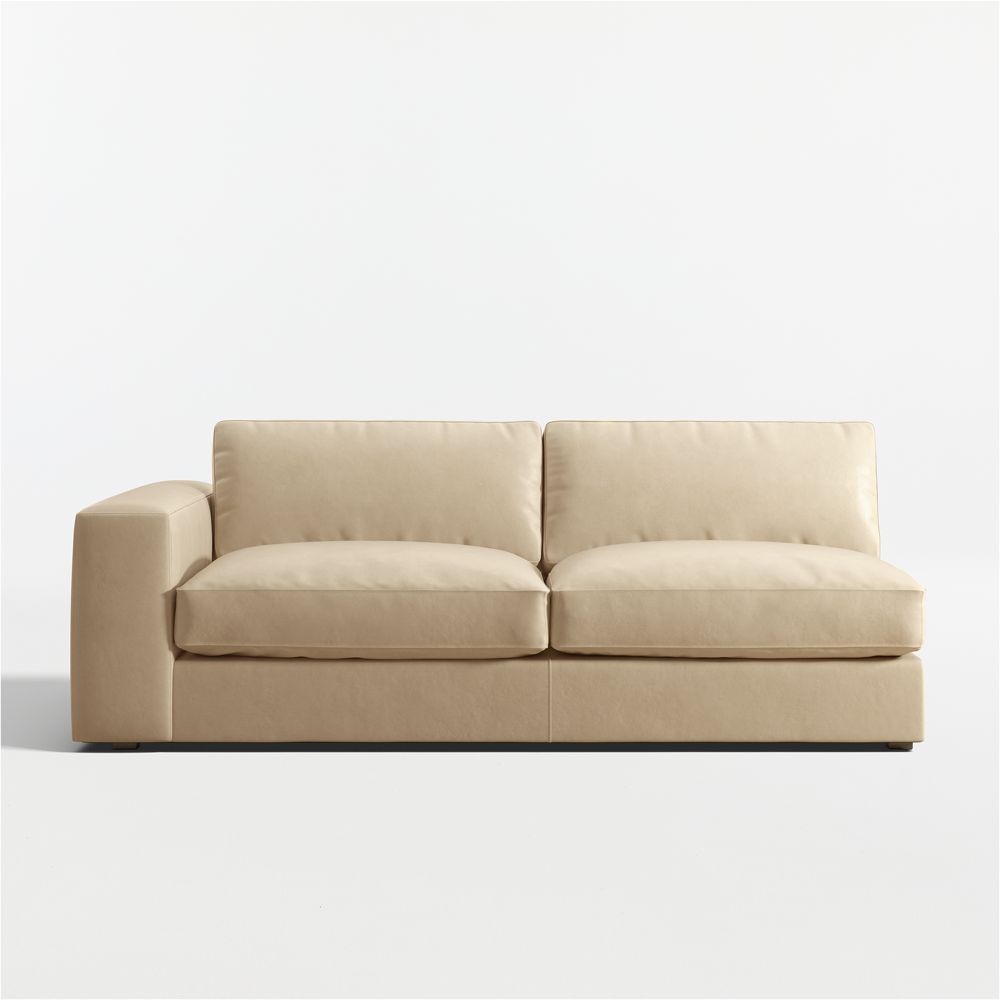 Oceanside Deep Low Leather Left-Arm Sofa Sectional Piece