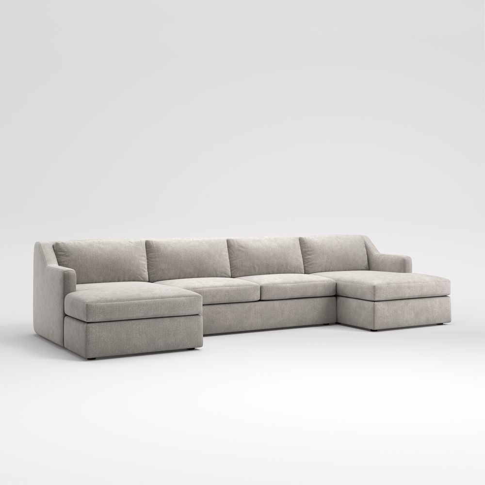 Notch 3-Piece U-Shaped Sectional Sofa with Double Chaise Lounge