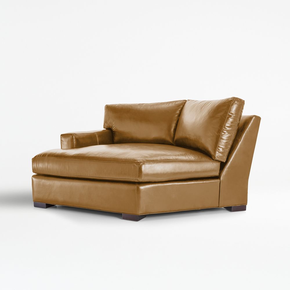 Axis Leather Left-Arm Angled Chaise Lounge Sectional Piece