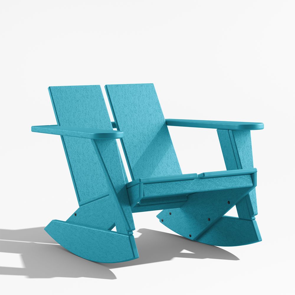 Paso Aruba Turquoise Outdoor Adirondack Rocking Chair by POLYWOOD
